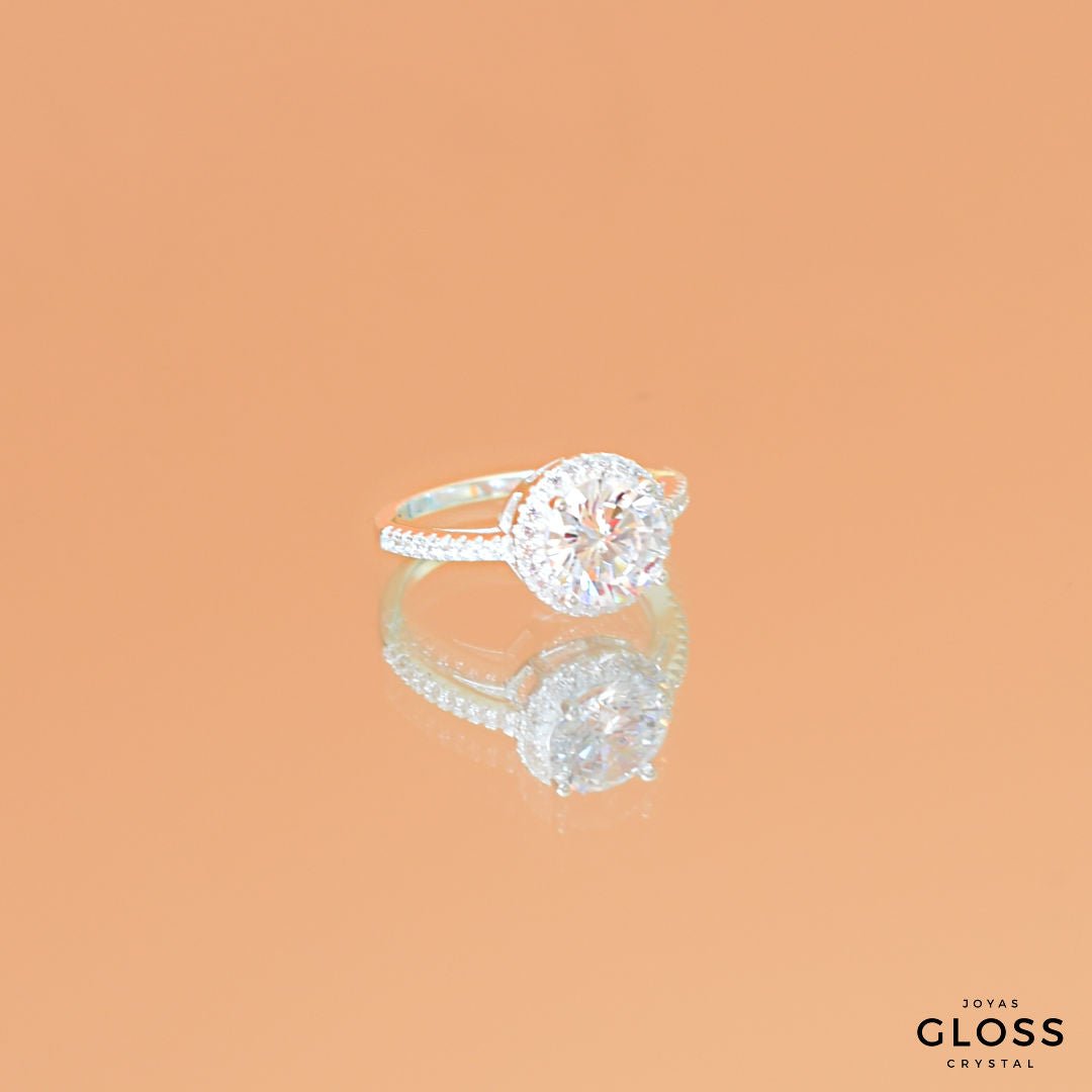 Anillo Solitario Reina Plata 925 - Joyas Gloss Crystal