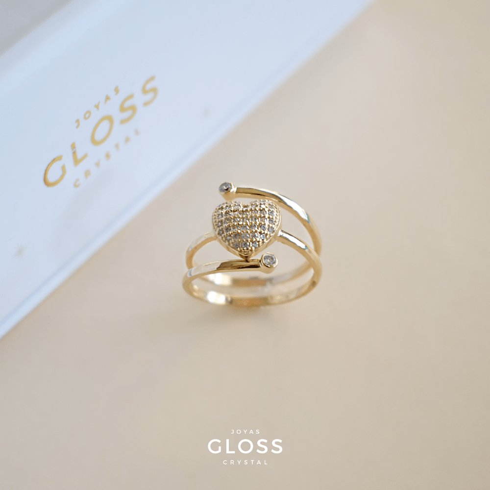 Anillo Sweet Heart Baño de Oro - Joyas Gloss Crystal