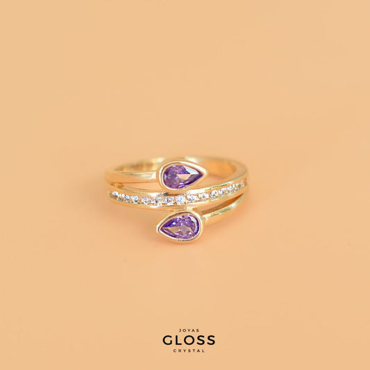 Anillo Violeta Oro - Pieza Única - Joyas Gloss Crystal