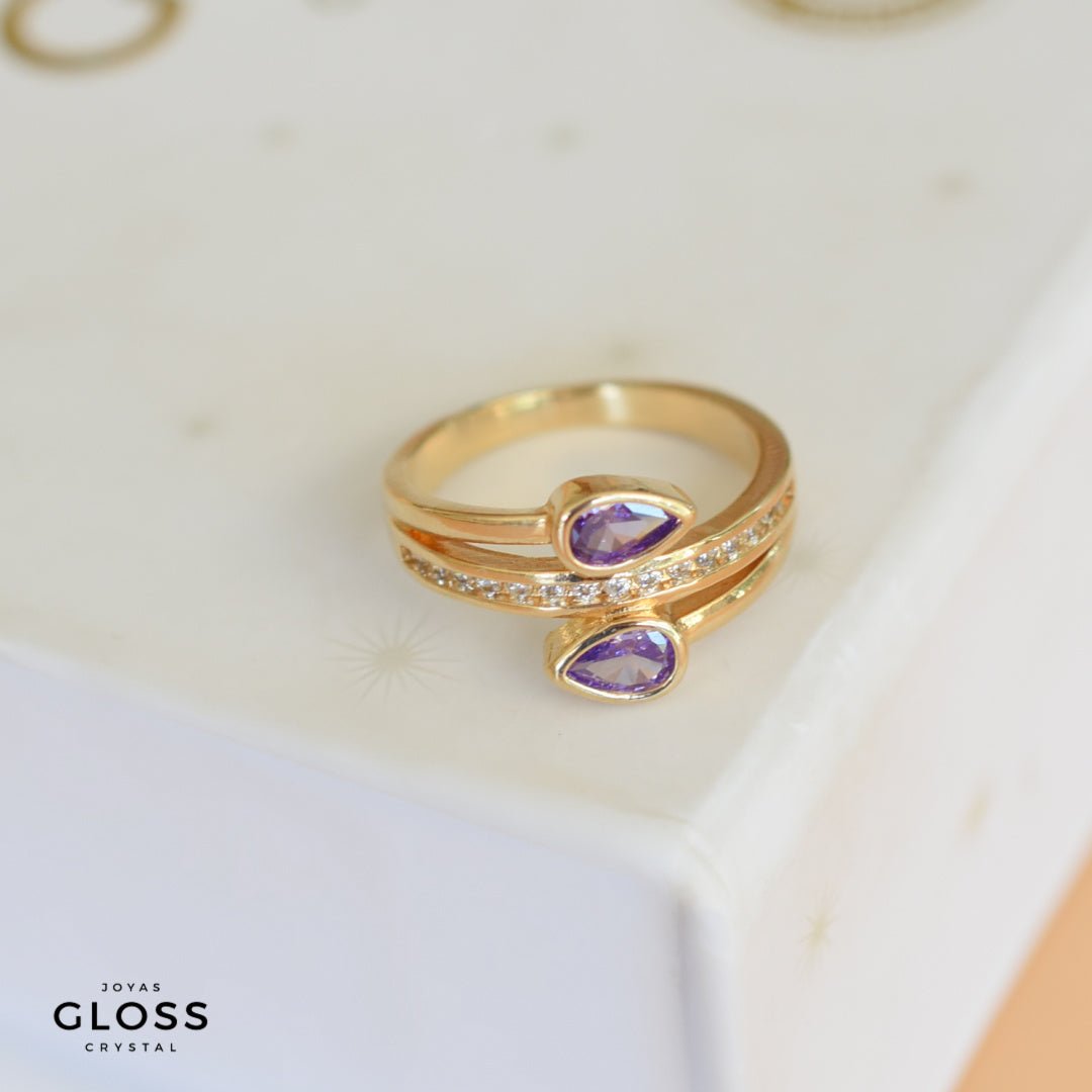 Anillo Violeta Oro - Pieza Única - Joyas Gloss Crystal