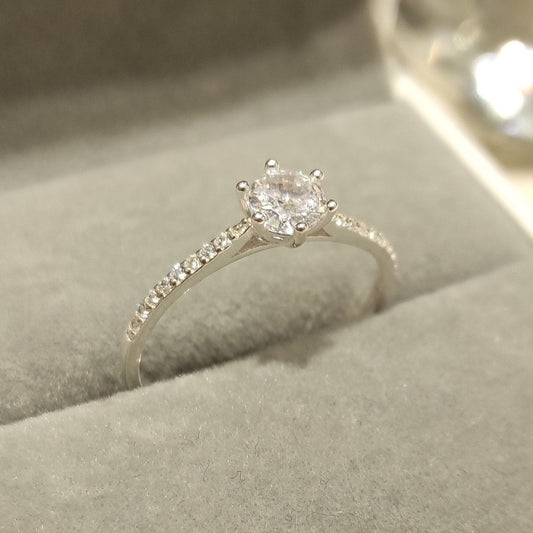 Anillo Compromiso Magnolia Plata Circón
