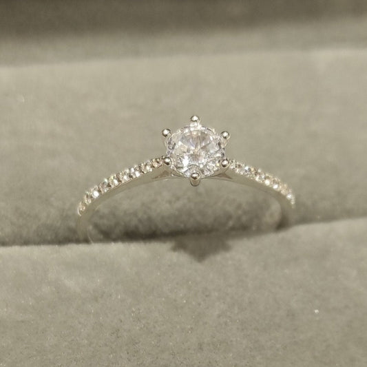Anillo Compromiso Magnolia Plata Circón