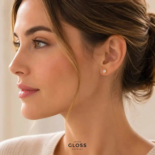 Aros Alejandría Medium Crystal Oro - Joyas Gloss Crystal