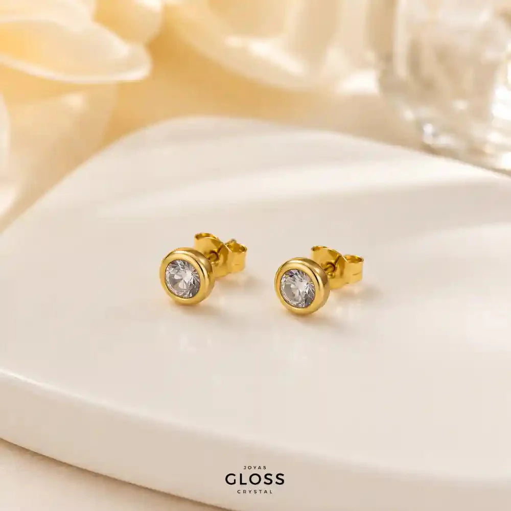 Aros Alejandría Medium Crystal Oro - Joyas Gloss Crystal