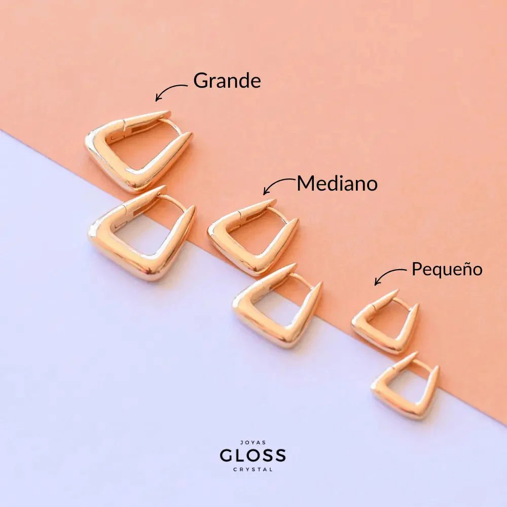 Aros Argolla Candado Chunky Oro Grande - Joyas Gloss Crystal