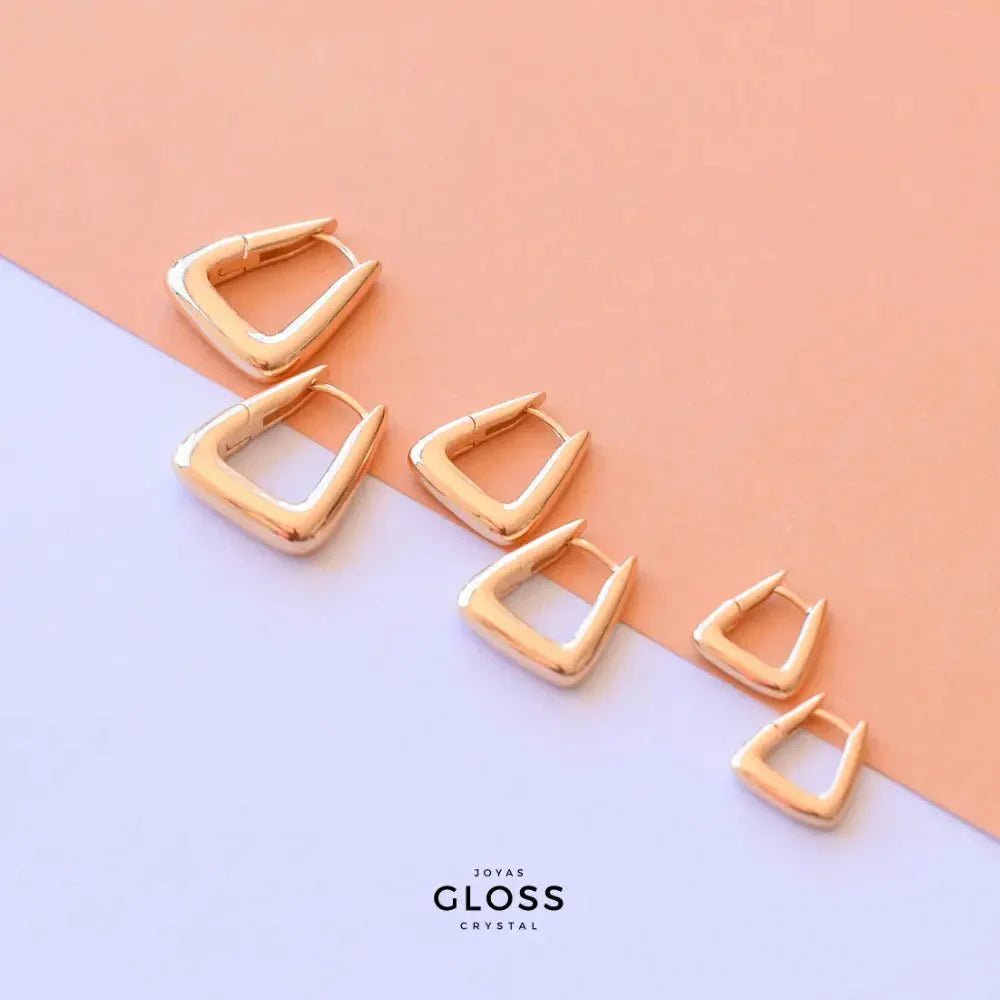Aros Argolla Candado Chunky Oro Mediano - Joyas Gloss Crystal