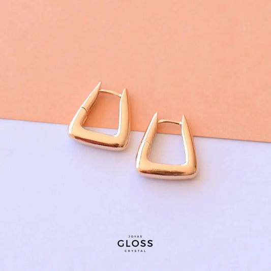 Aros Argolla Candado Chunky Oro Mediano - Joyas Gloss Crystal