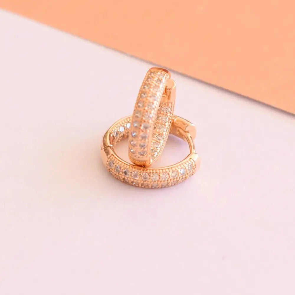Aros Argolla doble cintillo Celina Oro - Joyas Gloss Crystal