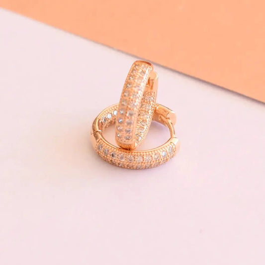 Aros Argolla doble cintillo Celina Oro - Joyas Gloss Crystal