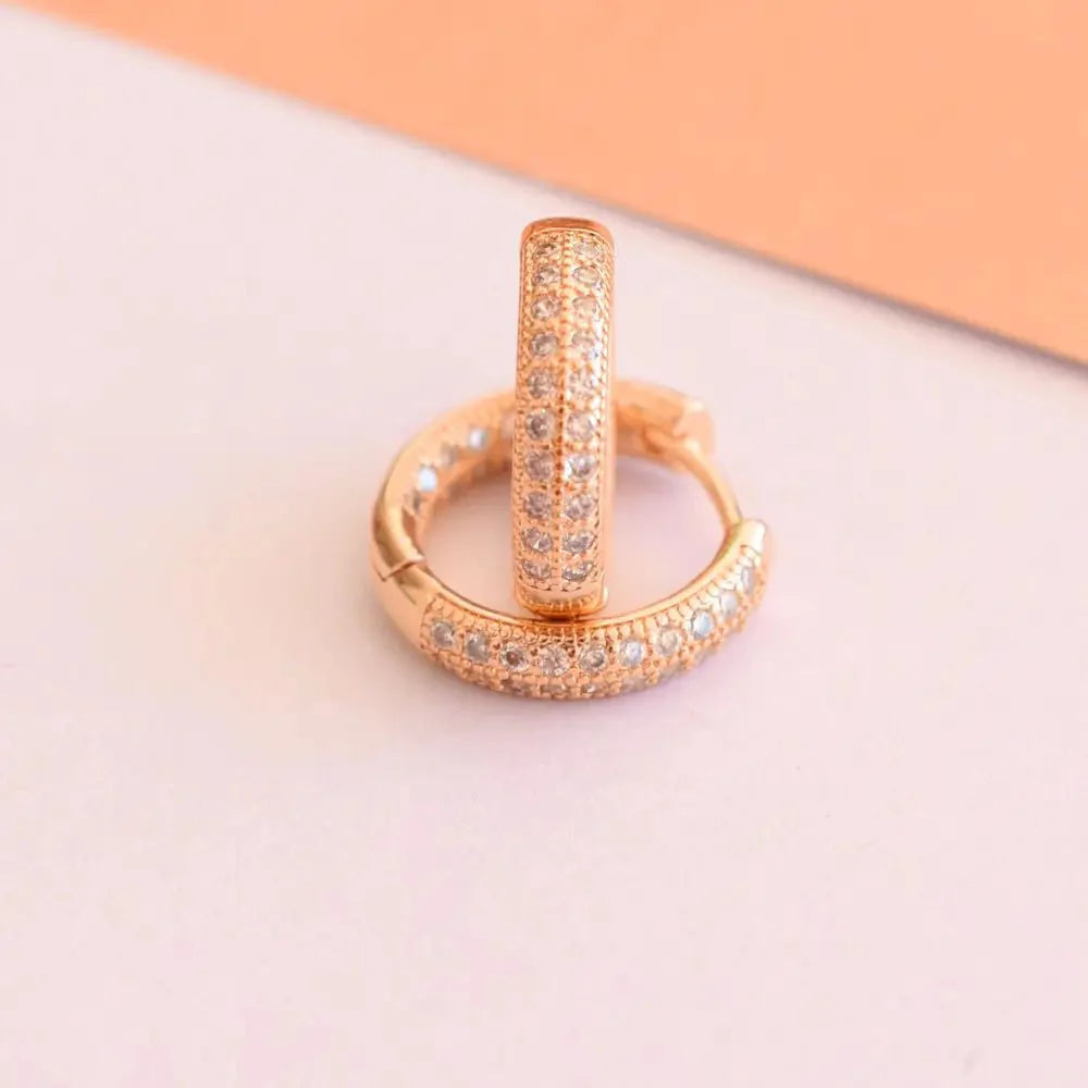 Aros Argolla doble cintillo Celina Oro - Joyas Gloss Crystal