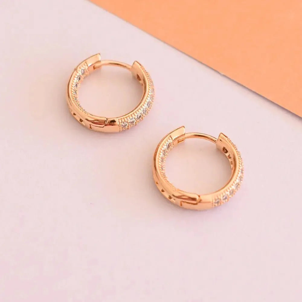 Aros Argolla doble cintillo Celina Oro - Joyas Gloss Crystal