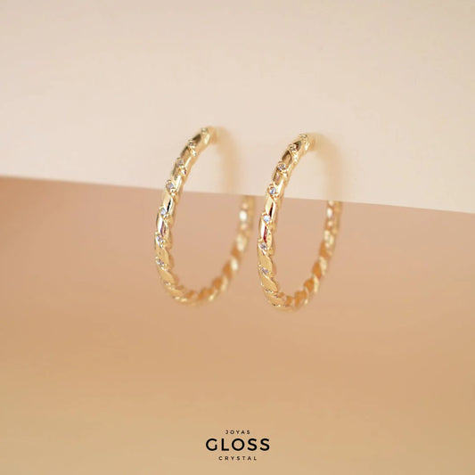 Aros Argolla Torcida Oro - Joyas Gloss Crystal