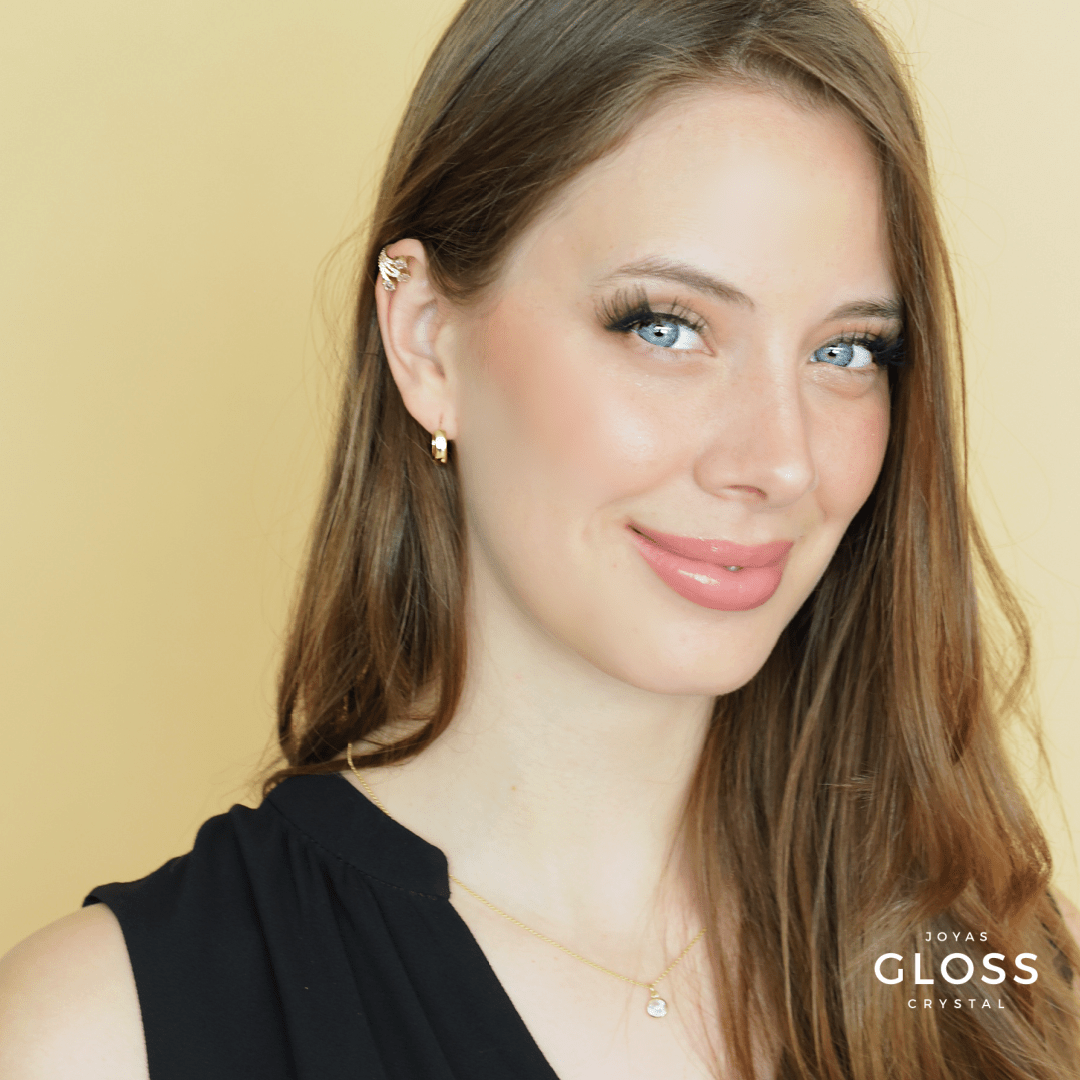 Aros Argolla Una Estrella Oro - Joyas Gloss Crystal