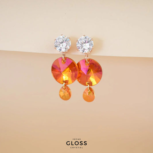 Aros Atardecer Baño de Oro - Joyas Gloss Crystal