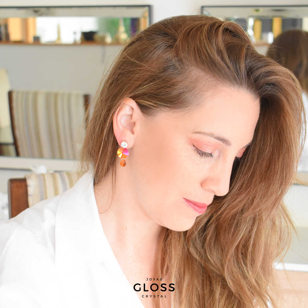 Aros Atardecer Baño de Oro - Joyas Gloss Crystal