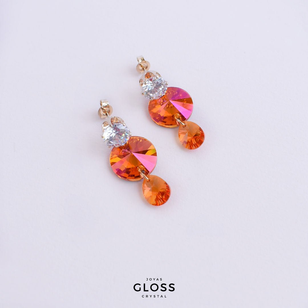 Aros Atardecer Baño de Oro - Joyas Gloss Crystal