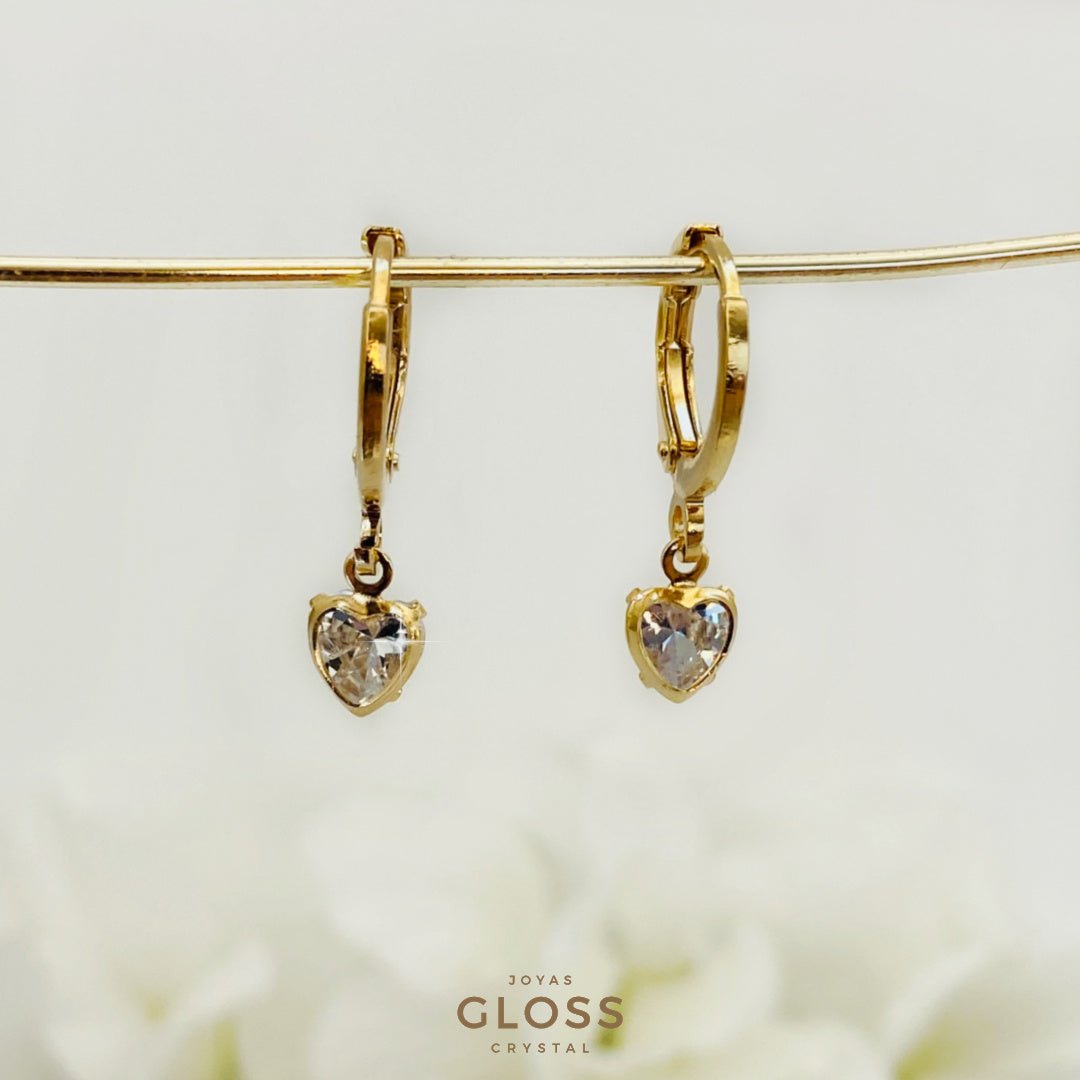 Aros Aura Corazón Oro - Joyas Gloss Crystal