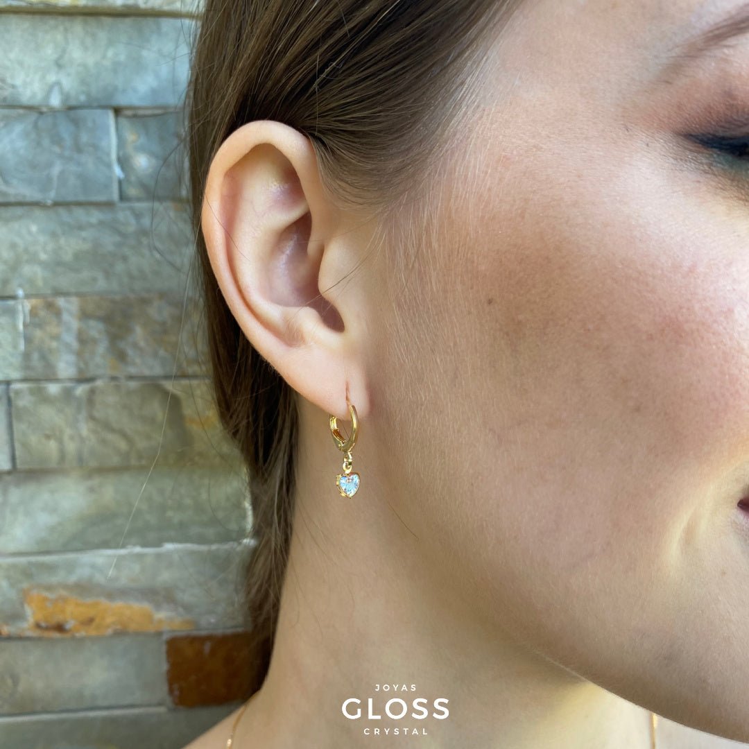 Aros Aura Corazón Oro - Joyas Gloss Crystal