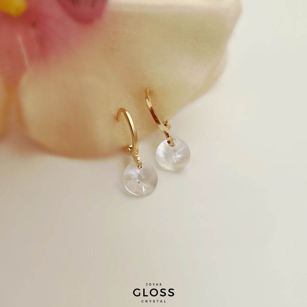Aros Aura Crystal Oro Cristal Genuino - Joyas Gloss Crystal