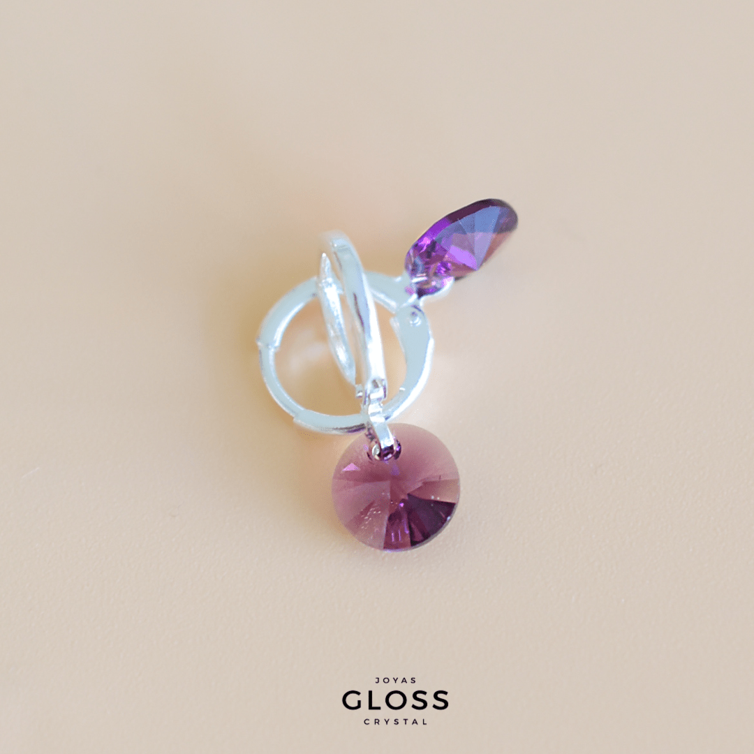 Aros Aura Morado Plata - Joyas Gloss Crystal