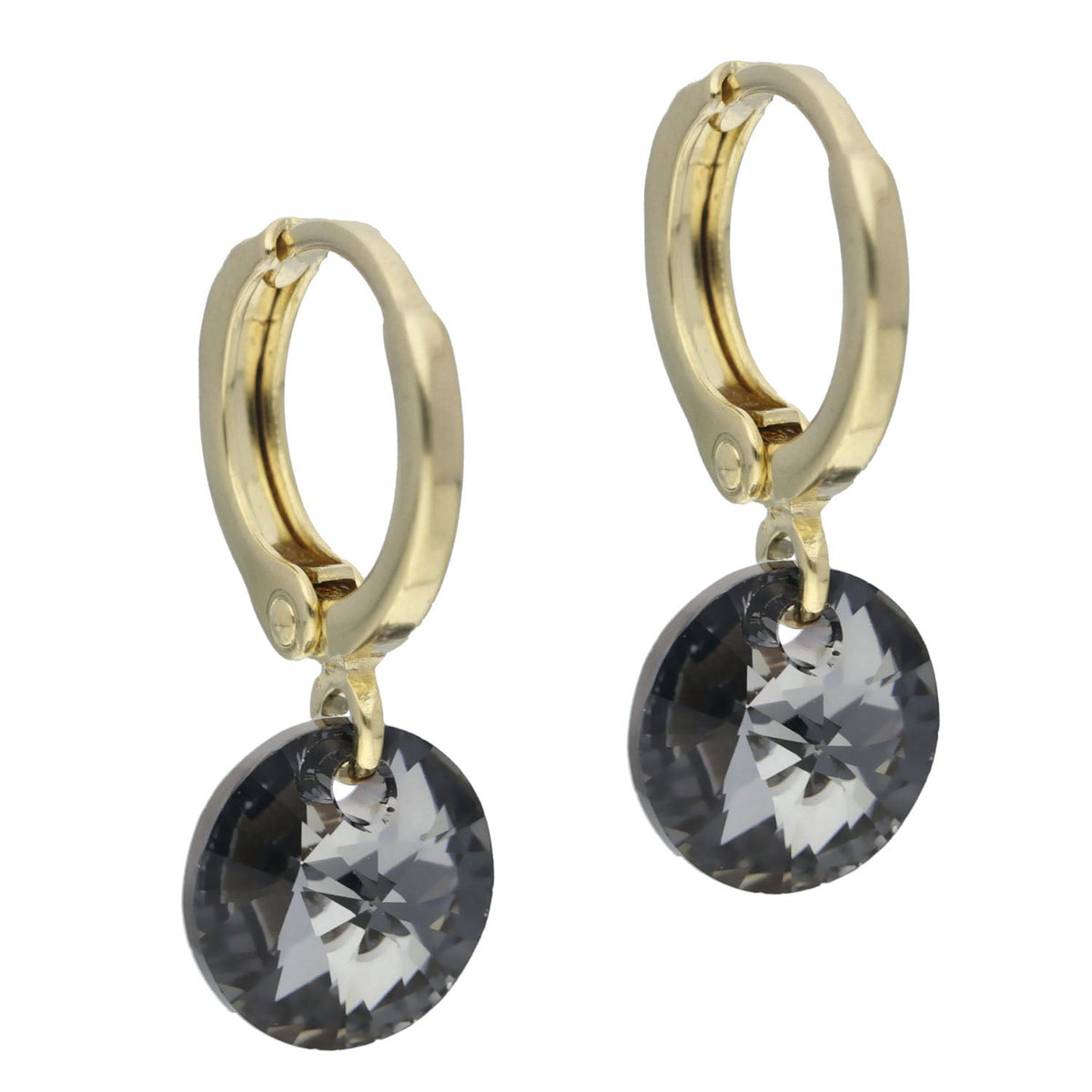 Aros Aura Negro Oro Cristal Genuino - Joyas Gloss Crystal