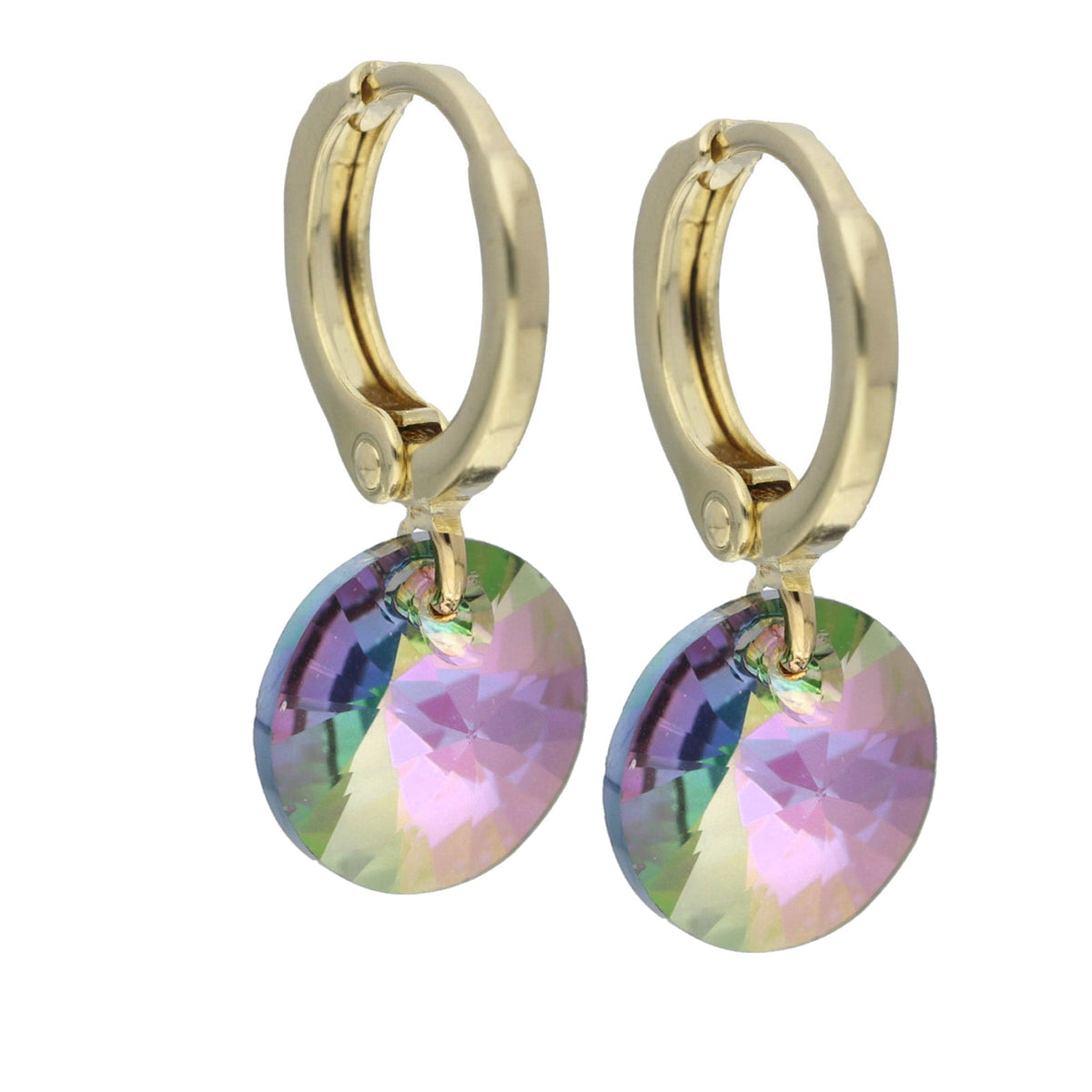 Aros Aura Paraiso Oro Cristal Genuino - Joyas Gloss Crystal