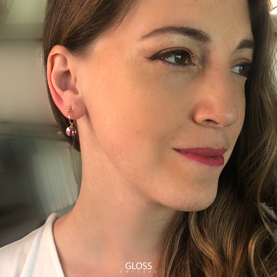 Aros Aura Rosa Oro Cristal Genuino - Joyas Gloss Crystal