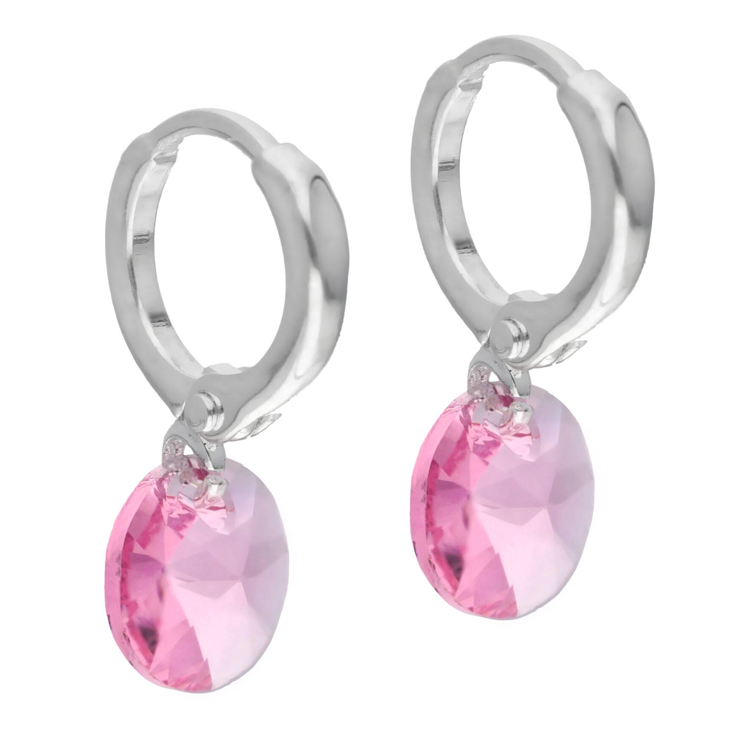 Aros Aura Rosado Plata Cristal Genuino - Joyas Gloss Crystal