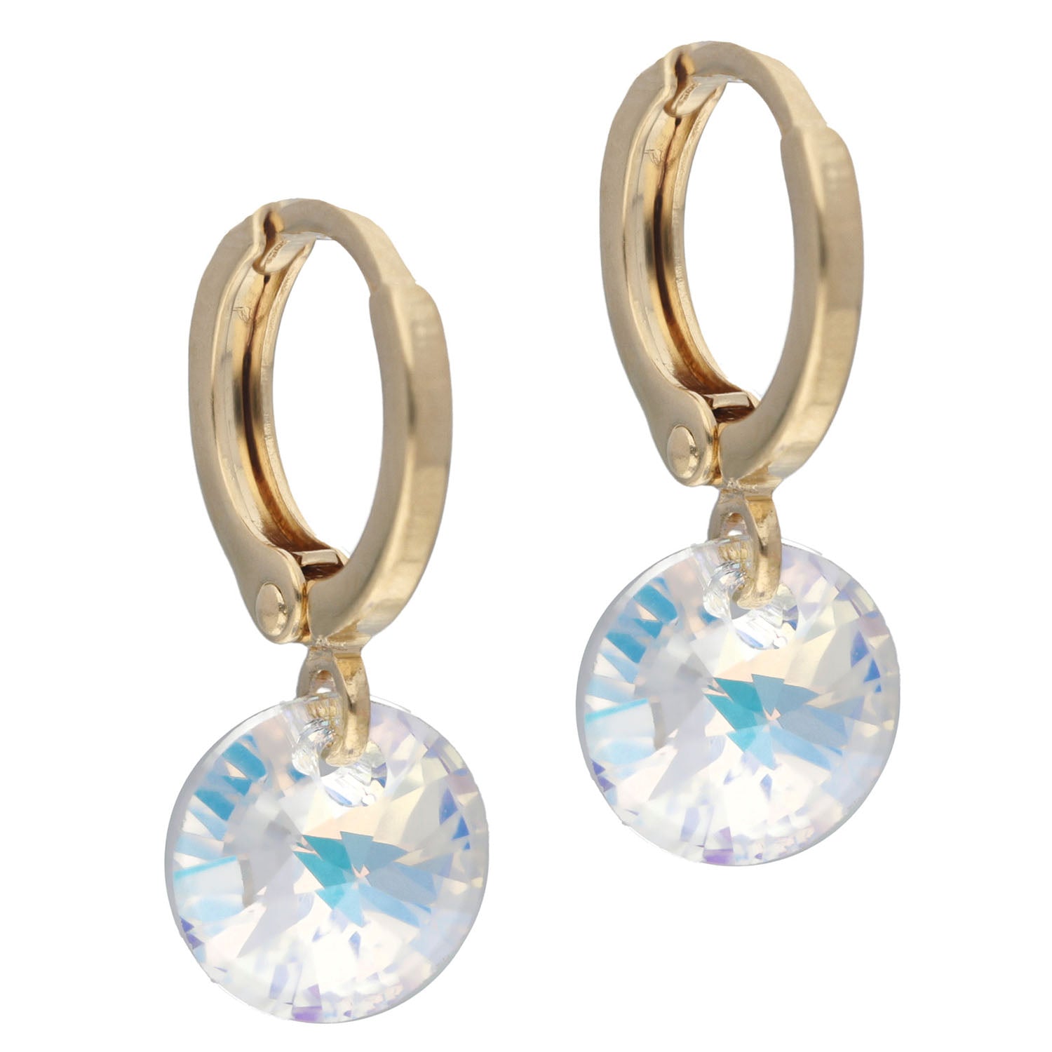 Aros Aura Tornasol Oro Cristal Genuino - Joyas Gloss Crystal