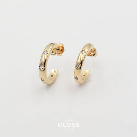 Aros Cielo Oro - Joyas Gloss Crystal