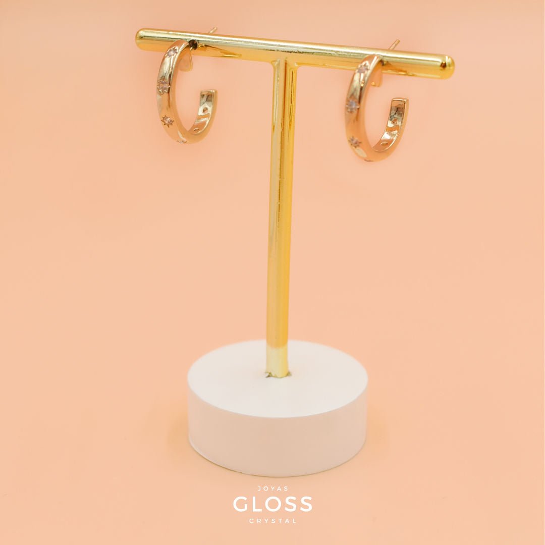 Aros Cielo Oro - Joyas Gloss Crystal