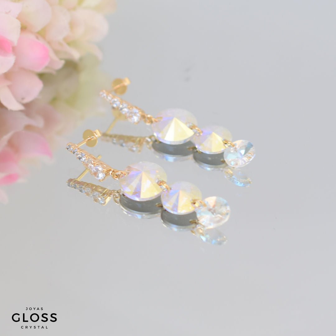 Aros Cleopatra Oro Cristales Swarovski - Joyas Gloss Crystal