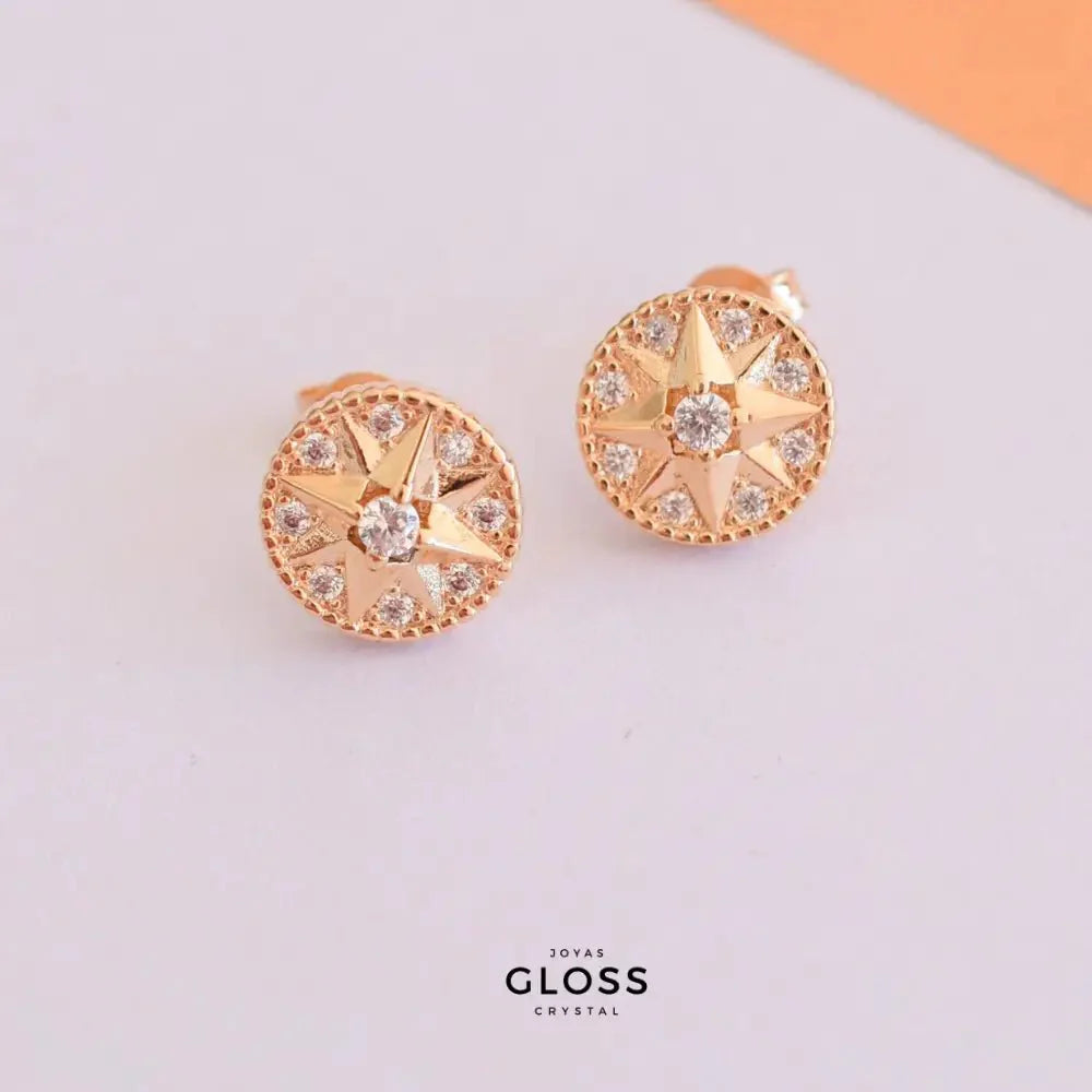 Aros Cruz Del Sur Enchape Oro 18k - Joyas Gloss Crystal