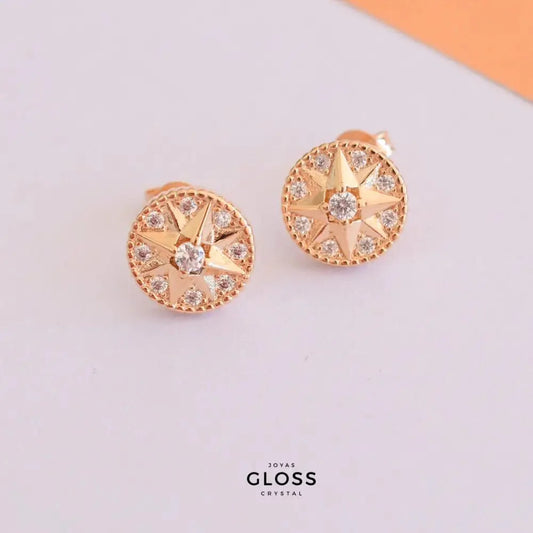 Aros Cruz Del Sur Enchape Oro 18k - Joyas Gloss Crystal
