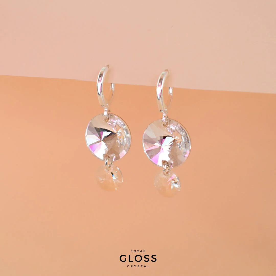 Aros Emily Crystal Plata - Joyas Gloss Crystal