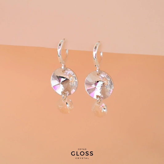 Aros Emily Crystal Plata - Joyas Gloss Crystal