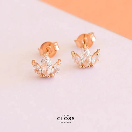 Aros Encanto Enchape Oro 18k - Joyas Gloss Crystal