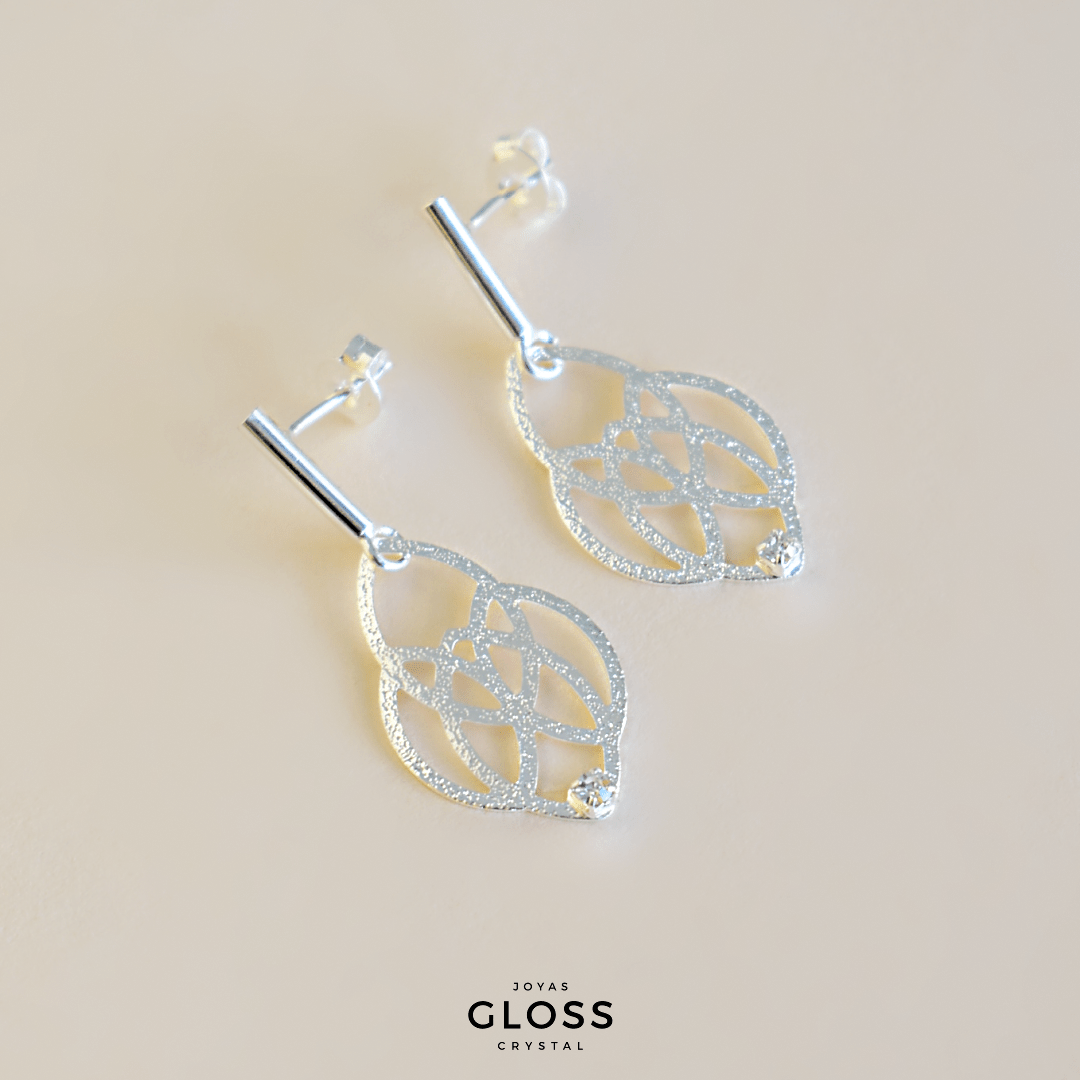 Aros Flower Plata - Joyas Gloss Crystal