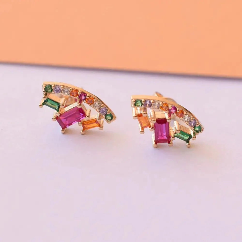 Aros Fortuna Enchape Oro 18k. - Joyas Gloss Crystal