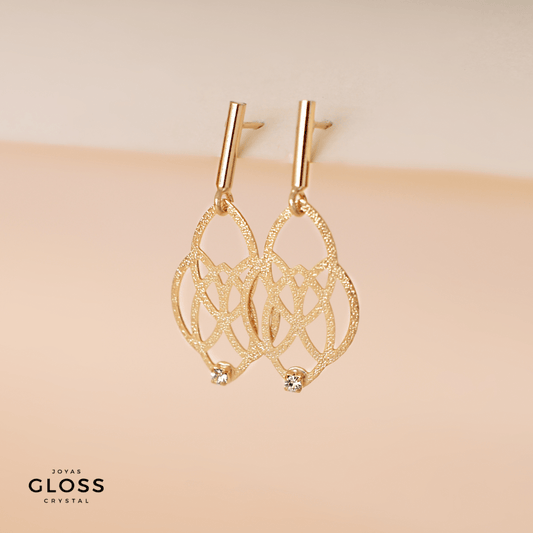Aros Golden Flower Oro - Joyas Gloss Crystal