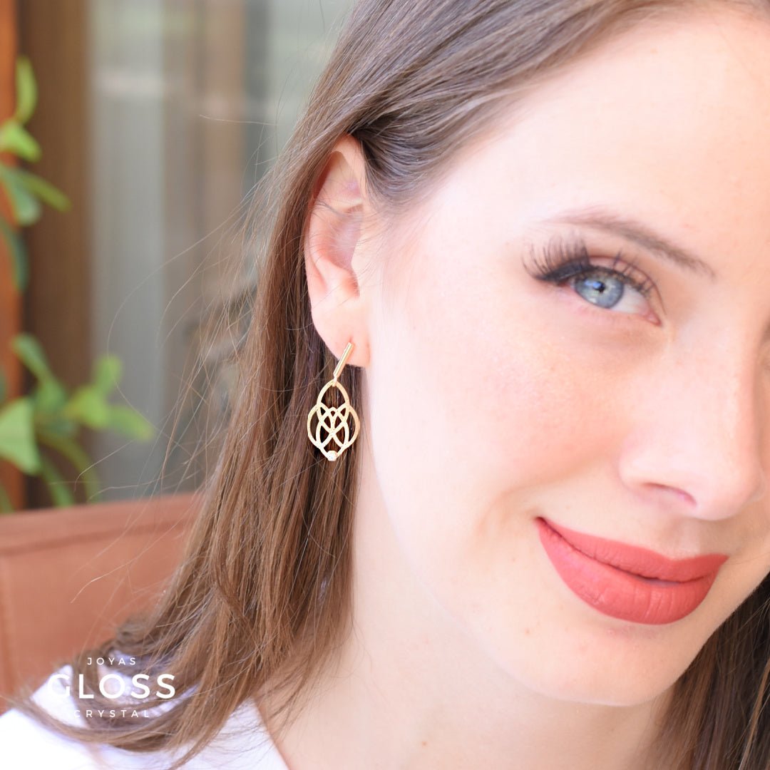 Aros Golden Flower Oro - Joyas Gloss Crystal