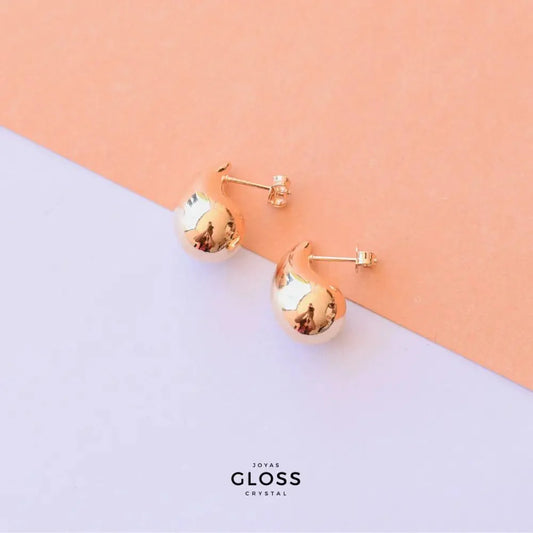 Aros Gota Chunky pequeño Oro - Joyas Gloss Crystal