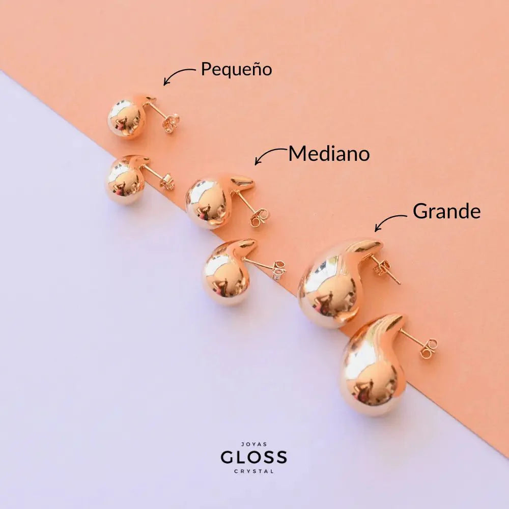 Aros Gota Chunky pequeño Oro - Joyas Gloss Crystal