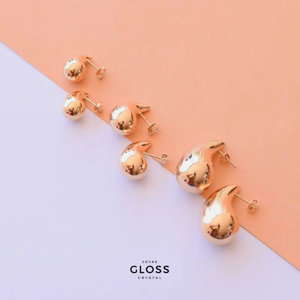 Aros Gota Chunky pequeño Oro - Joyas Gloss Crystal