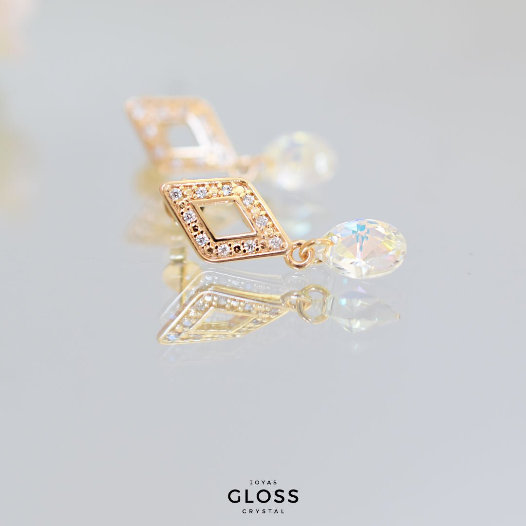 Aros Isabella Oro Cristales Swarovski - Joyas Gloss Crystal