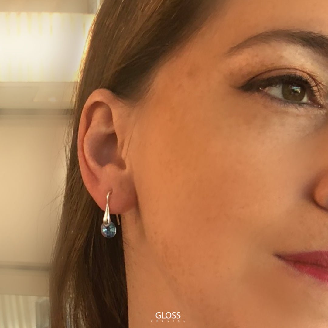 Aros Lux Celeste Plata - Joyas Gloss Crystal