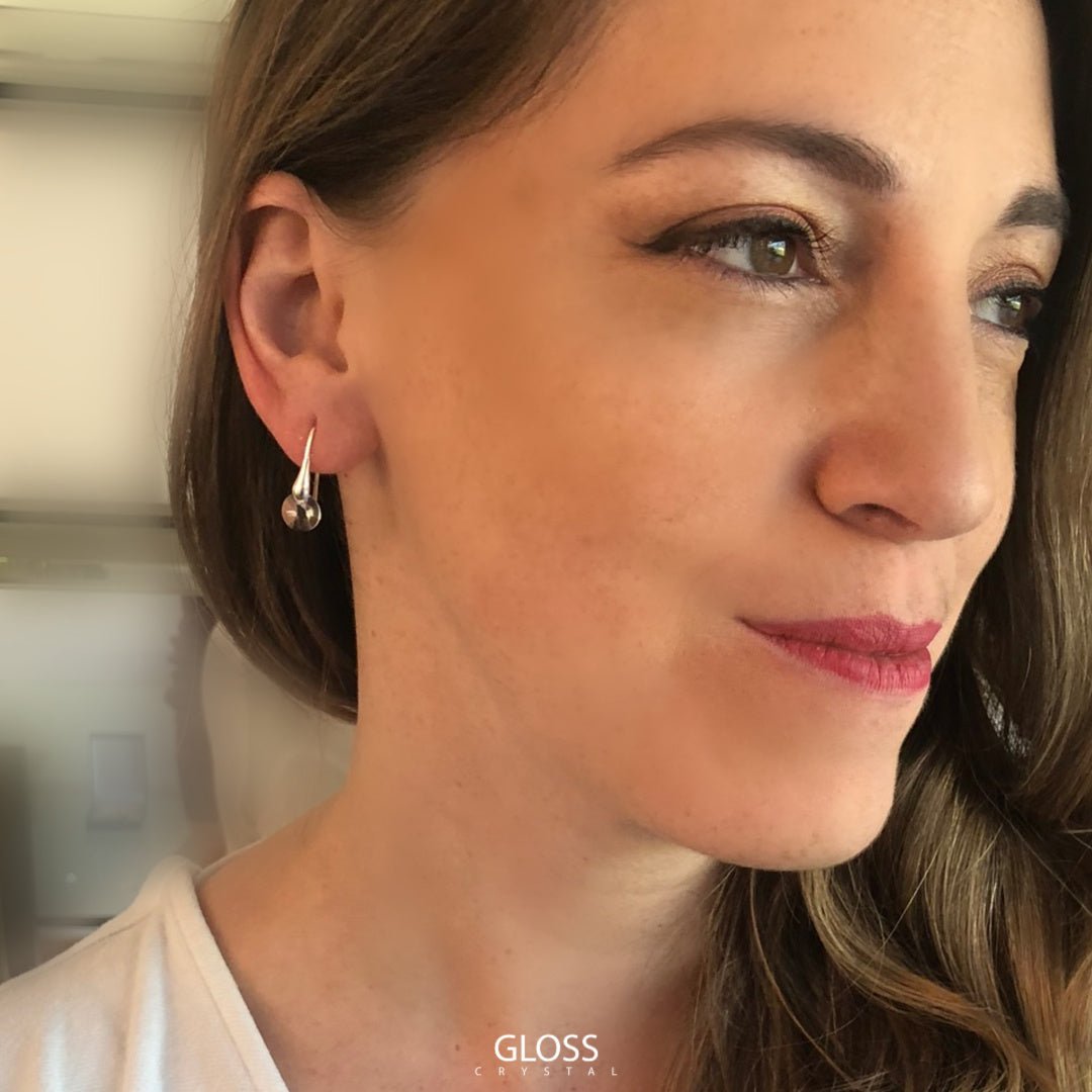 Aros Lux Rosa Plata - Joyas Gloss Crystal