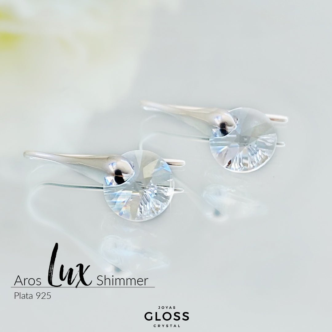 Aros Lux Shimer Plata - Joyas Gloss Crystal
