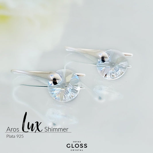 Aros Lux Shimer Plata - Joyas Gloss Crystal