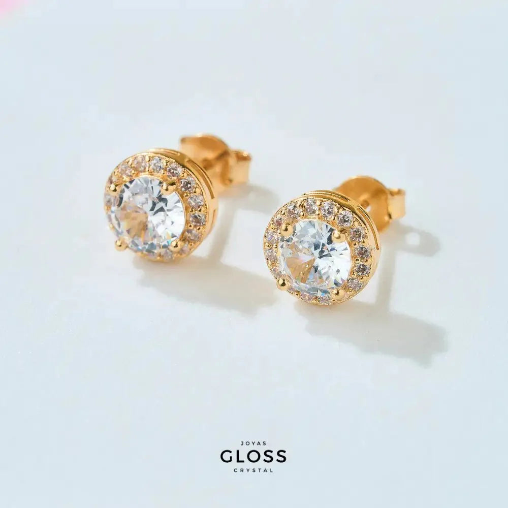 Aros Punto de Luz Condesa baño de Oro 18k - Joyas Gloss Crystal